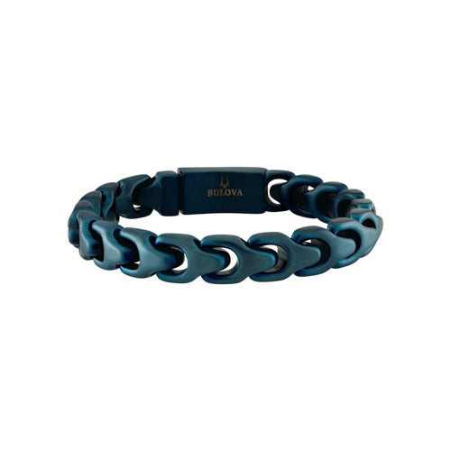 Bulova Link 8mm Blue Ion-Plated Stainless Steel Bracelet 8.5"