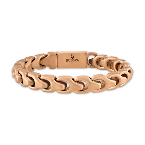 Bulova Link 8mm Rose-Tone Satin Finish Stainless Steel Bracelet 7.25"