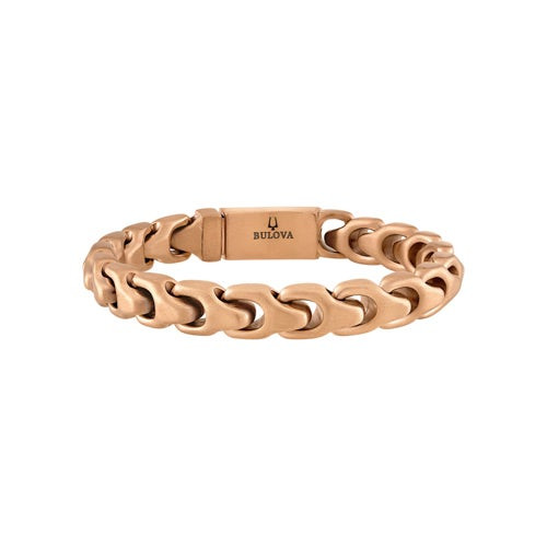 Bulova Link 8mm Rose-Tone Satin Finish Stainless Steel Bracelet 8.5"