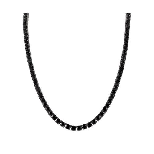 Classic Black Sterling Silver & Black Spinel Tennis Necklace 22"