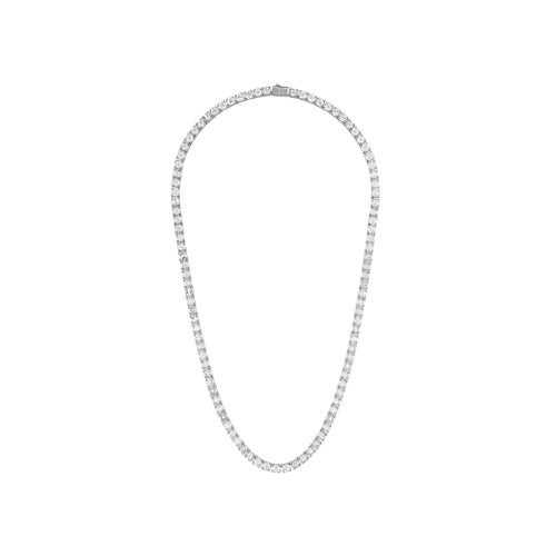 Classic Sterling Silver & White Topaz Tennis Necklace 22"