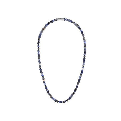 Classic Blue Sodalite & Hematite Beaded Necklace 22"