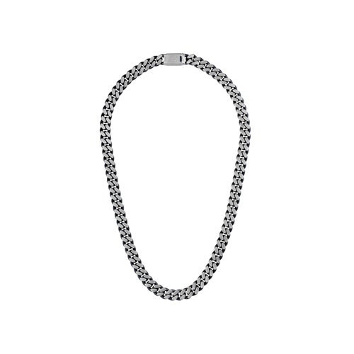 Classic 10mm Blue & Steel Curb Chain Necklace 24"