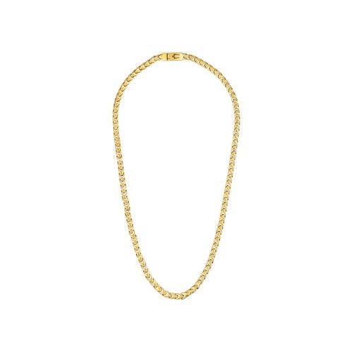 Bulova Link 6mm Polished Stainless Steel Necklace - 22" Gold-Tone