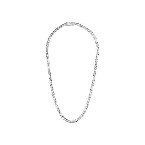 Bulova Link 6mm Polished Stainless Steel Necklace - 22" Silver-Tone