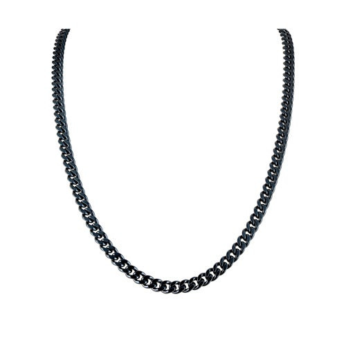 Classic 6mm Stainless Steel Curb Chain Necklace - 22" Navy Blue-Tone
