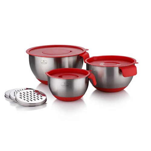 10pc Stainless Steel Mixing Bowl Set Red