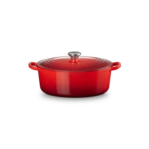 4.5qt Traditional Cast Iron Oval Dutch Oven Cerise