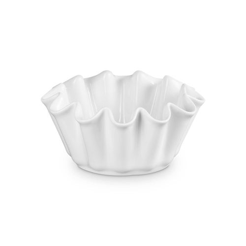 1.4qt Stoneware Ruffle Brioche Dish White