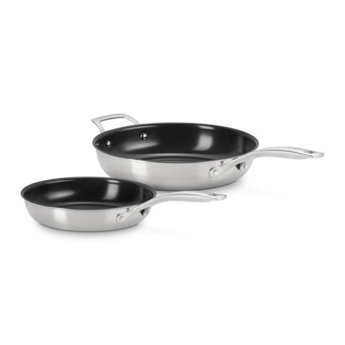 2pc Essential Stainless Steel Nonstick Fry Pan Set 9.5" & 11"