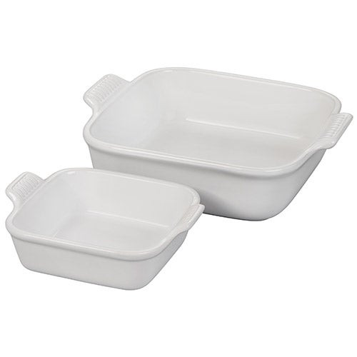 2pc Heritage Stoneware Square Baking Dish Set White