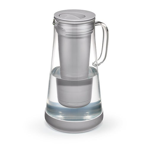 LifeStraw Home 7 Cup Glass Water Filter Pitcher w/ Silicone Base Pebble