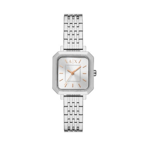 Ladies Leila Silver-Tone Stainless Steel Square Watch Silver Dial Ladies Leila Silver-Tone Stainless Steel Square Watch Silver Dial
