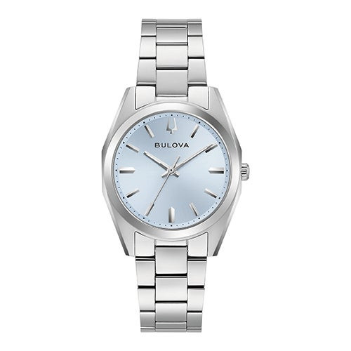 Ladies Surveyor Silver-Tone Stainless Steel Watch Light Blue Dial