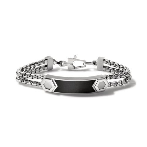 Precisionist Stainless Steel Double Chain ID Bracelet w/ Matte Epoxy - Medium