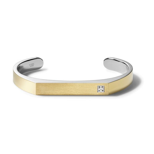 Open Cuff Bracelet Diamond Two-Tone Stainless Steel - Medium
