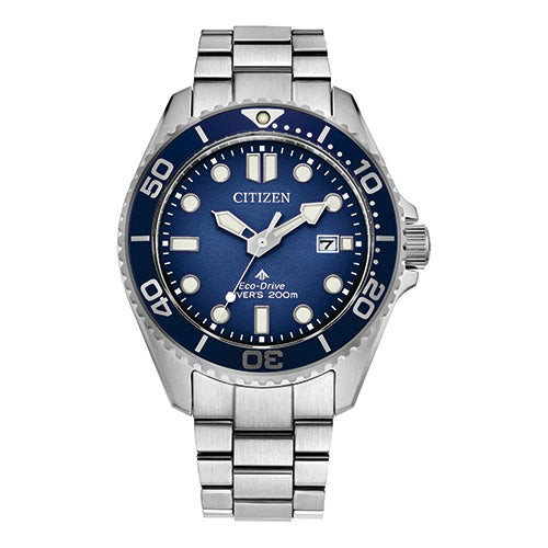 Mens Promaster Dive Eco-Drive Silver-Tone Stainless Stele Watch Blue Dial