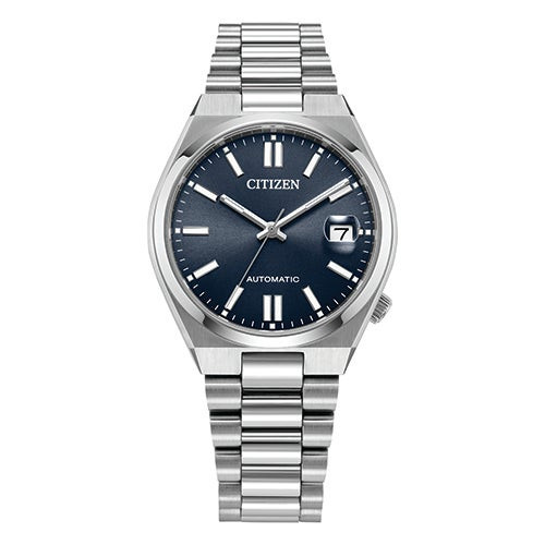 Unisex Tsuyosa Automatic Eco-Drive Silver-Tone SS Watch Dark Blue Dial