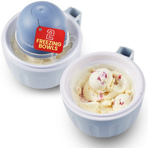 Pint Perfect Ice Cream Maker w/ 2 Freezing Bowls Periwinkle