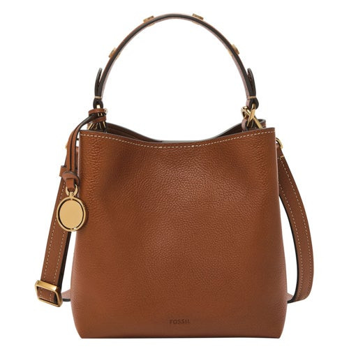 Jessie Leather Small Bucket Crossbody Bag Medium Brown