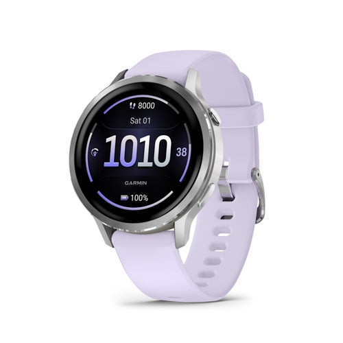 Venu 4 GPS Health & Fitness Smartwatch - 41mm Silver w/ Periwinkle Band