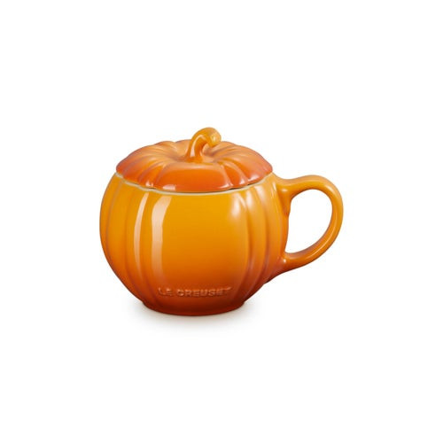 14oz Stoneware Pumpkin Mug w/ Lid Persimmon