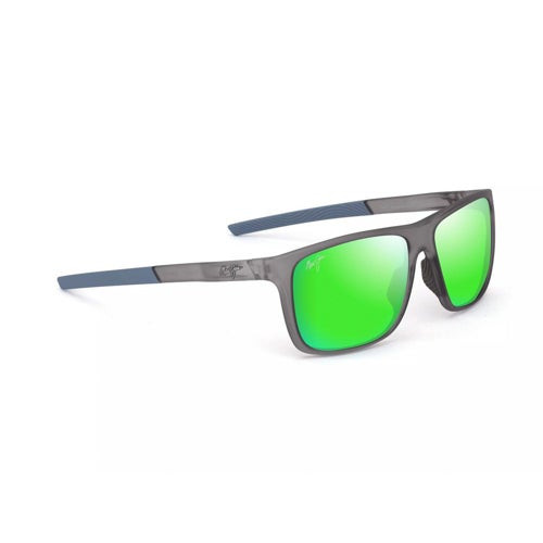 Lehopulu Polarized Sunglasses Matte Transparent Gray Frame MAUIGreen Lens