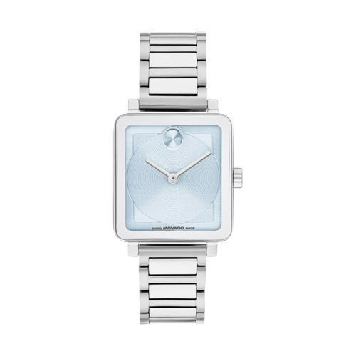 Ladies BOLD Evolution 2.0 Silver-Tone SS Square Watch Light Blue Dial