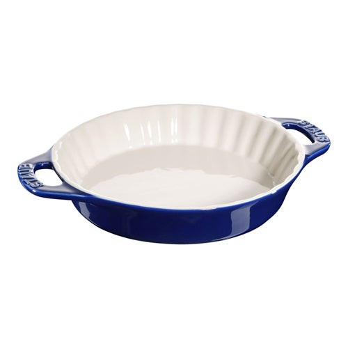 9" Round Stoneware Pie Dish Dark Blue