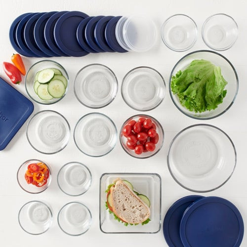 30pc Glass Food Storage Set w/ Snugfit Lids Navy