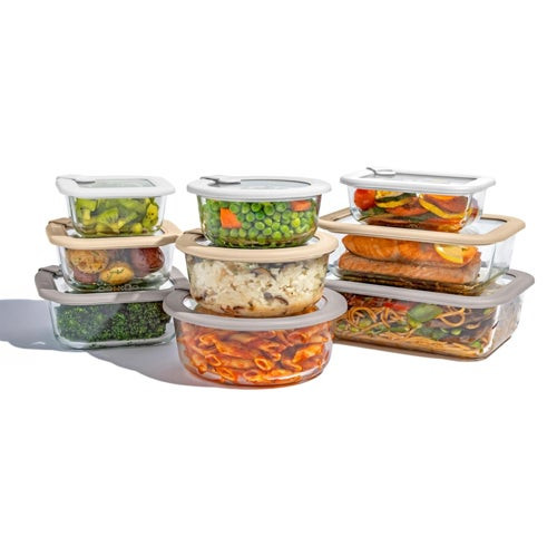 18pc Signature Glass Food Storage Set White Stone