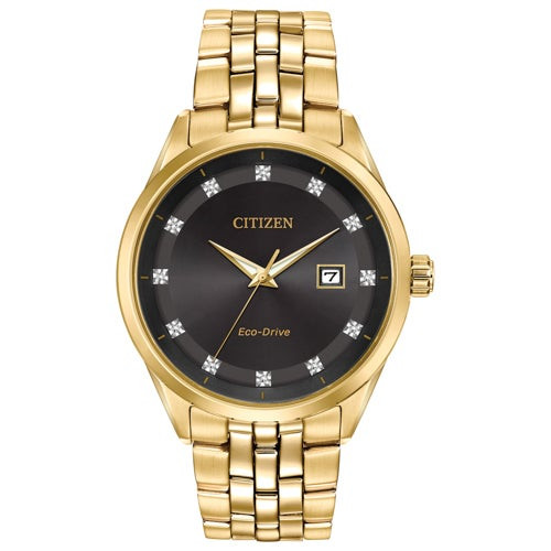 Men's Corso Eco-Drive Gold-Tone Stainless Steel Watch  Black Dial