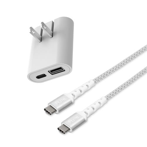20W AC Pro Wall Charger + USB-C to USB-C Cable w/ Power Delivery White
