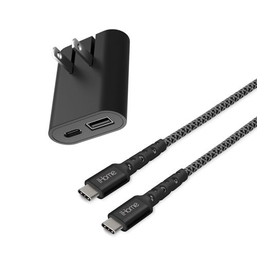 20W AC Pro Wall Charger + USB-C to USB-C Cable w/ Power Delivery Black