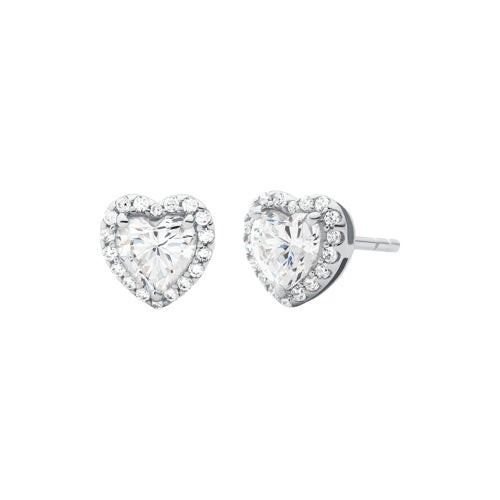 Sterling Silver Heart Stud Earrings  Silver