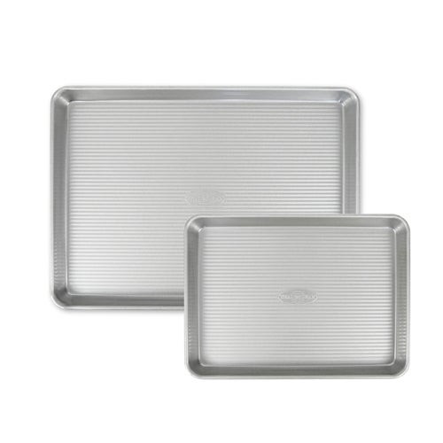 2pc Nonstick Aluminized Steel Half & Quarter Baking Sheet Set