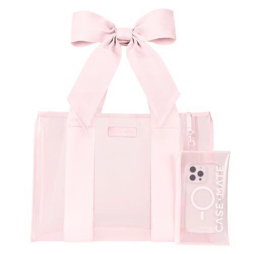 Jelly Tote Bag w/ Phone Pouch  Ballet Pink Bow