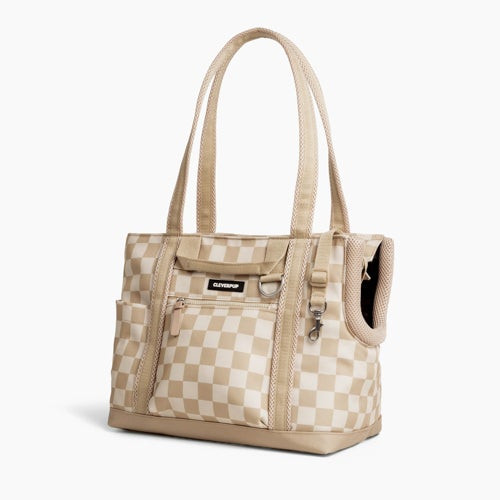 Transit Dog Carrier Tote - Small Tan Checkerboard
