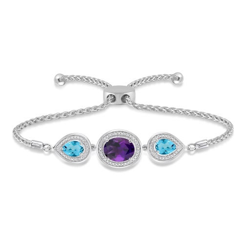 Amethyst and Blue Topaz Bolo Bracelet