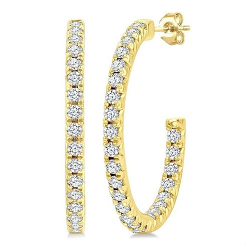 Inside Out Diamond Hoops Gold