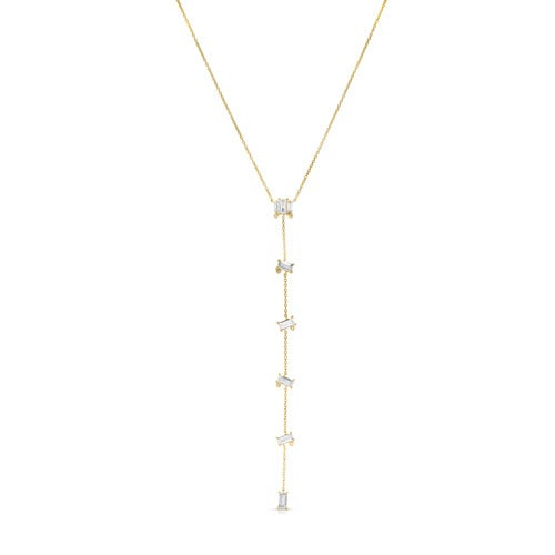 White Topaz "Y" Necklace Gold