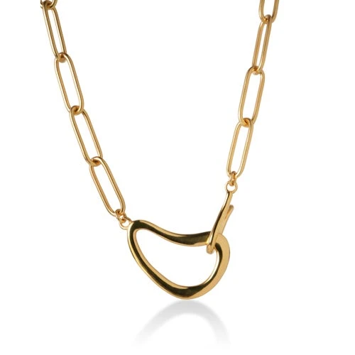 Abstract Paperclip Necklace Gold