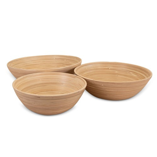 Lexa 3pc Natural Bamboo Serving Bowl Set