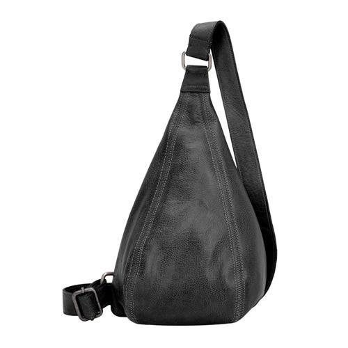 Leather Hippie Sling Bag - Small Black