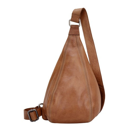 Leather Hippie Sling Bag - Small Cognac