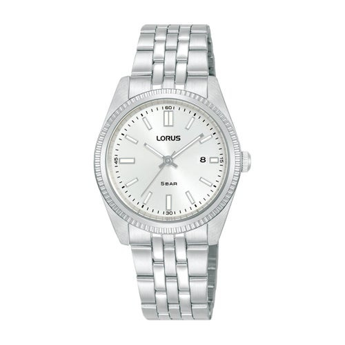 Ladies Quartz Silver-Tone Stainless Steel Watch Silver Dial