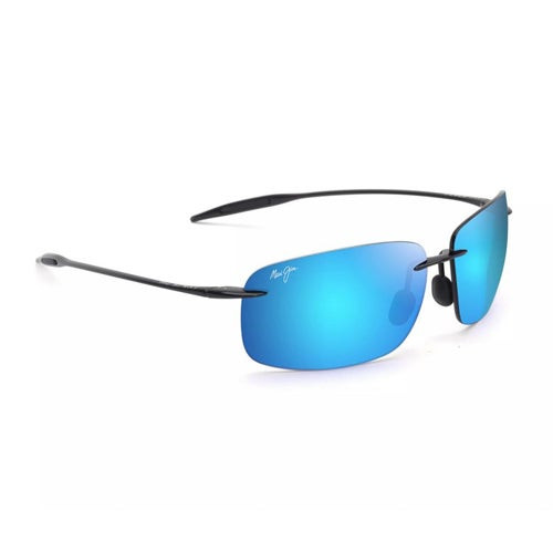 Breakwall Polarized Sunglasses Shiny Black Frame Blue Hawaii Lens