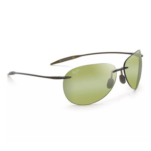 Sugar Beach Polarized Sunglasses Shiny Khaki Green Frame Maui HT Lens