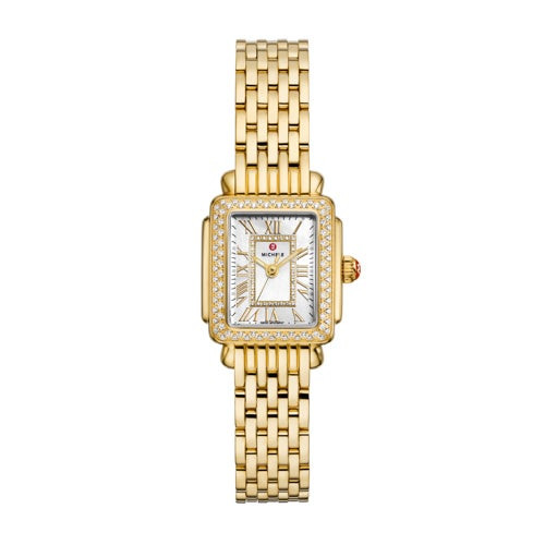 Ladies Deco Madison Mini Diamond 18K Gold-Plated SS Watch Mother-of-Pearl Dial