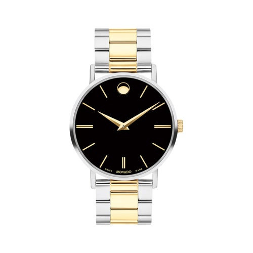 Mens Corporate Exclusive Two-Tone Stainless Steel Watch Black Dial